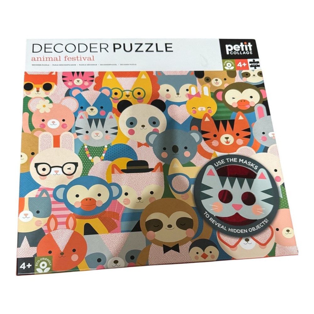 Petit Collage Animal Festival Decoder Puzzle 100 Pieces Ages 4+